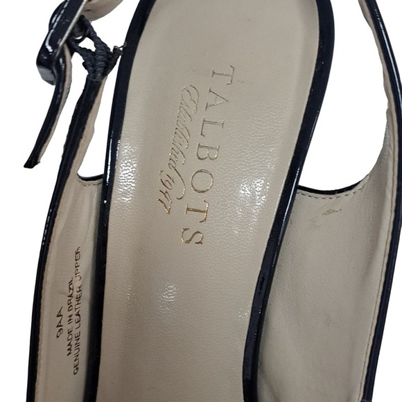 Talbots Peep Toe Black Patent Leather Slingback heels size 9AA NEW with BOX - Picture 7 of 10